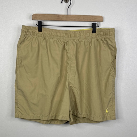 Polo Ralph Lauren Men's 1X XLT Big Tank Khaki Yellow Pony Pool Swim Trunks - Picture 1 of 8